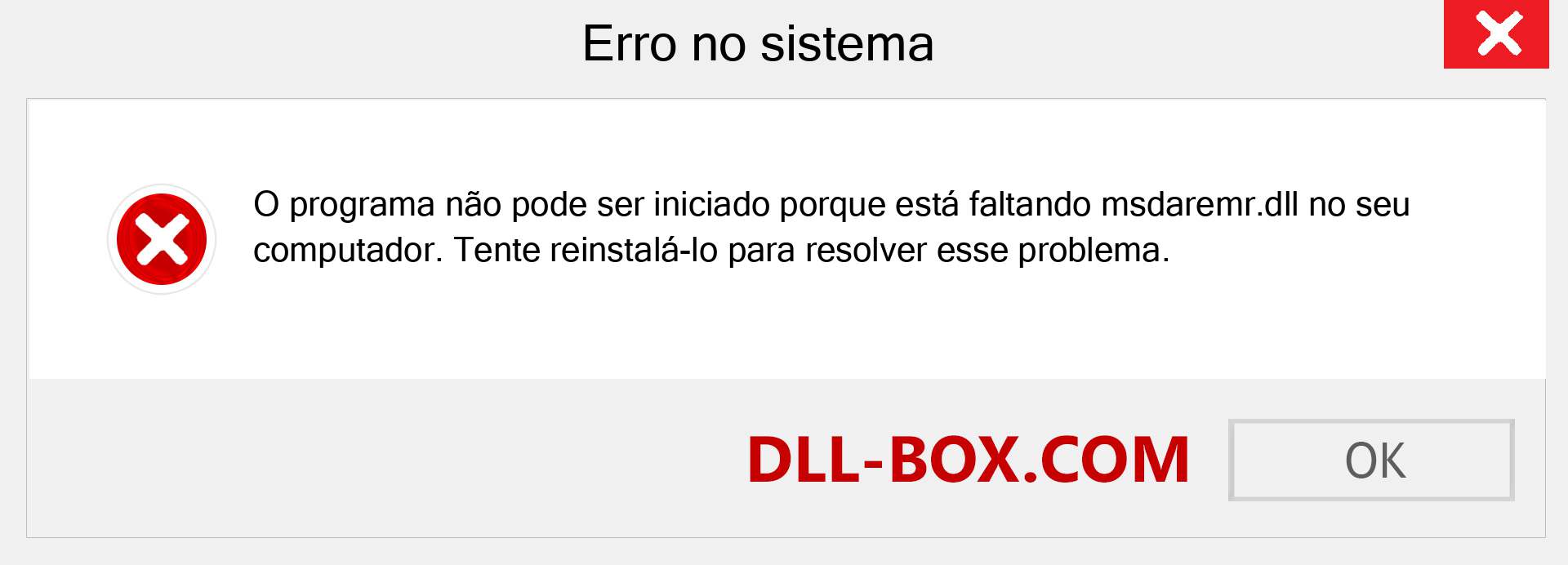 Arquivo msdaremr.dll ausente ?. Download para Windows 7, 8, 10 - Correção de erro ausente msdaremr dll no Windows, fotos, imagens